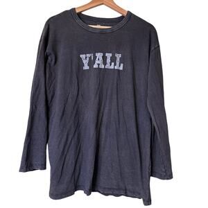 Aerie Real Soft Gray Oversized Long Sleeve Lounge Southern Y'ALL Shirt